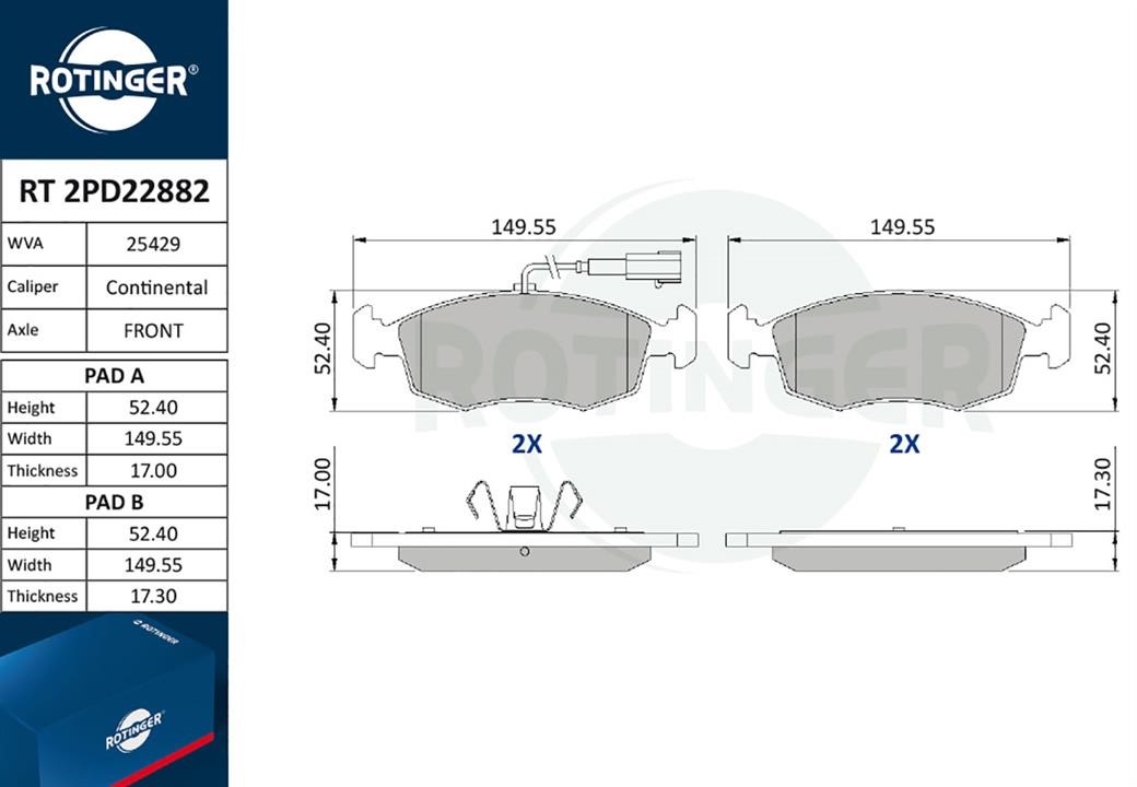 Disc brake pad set Fiat Punto: RT2PD22882 Rotinger Brake pad set