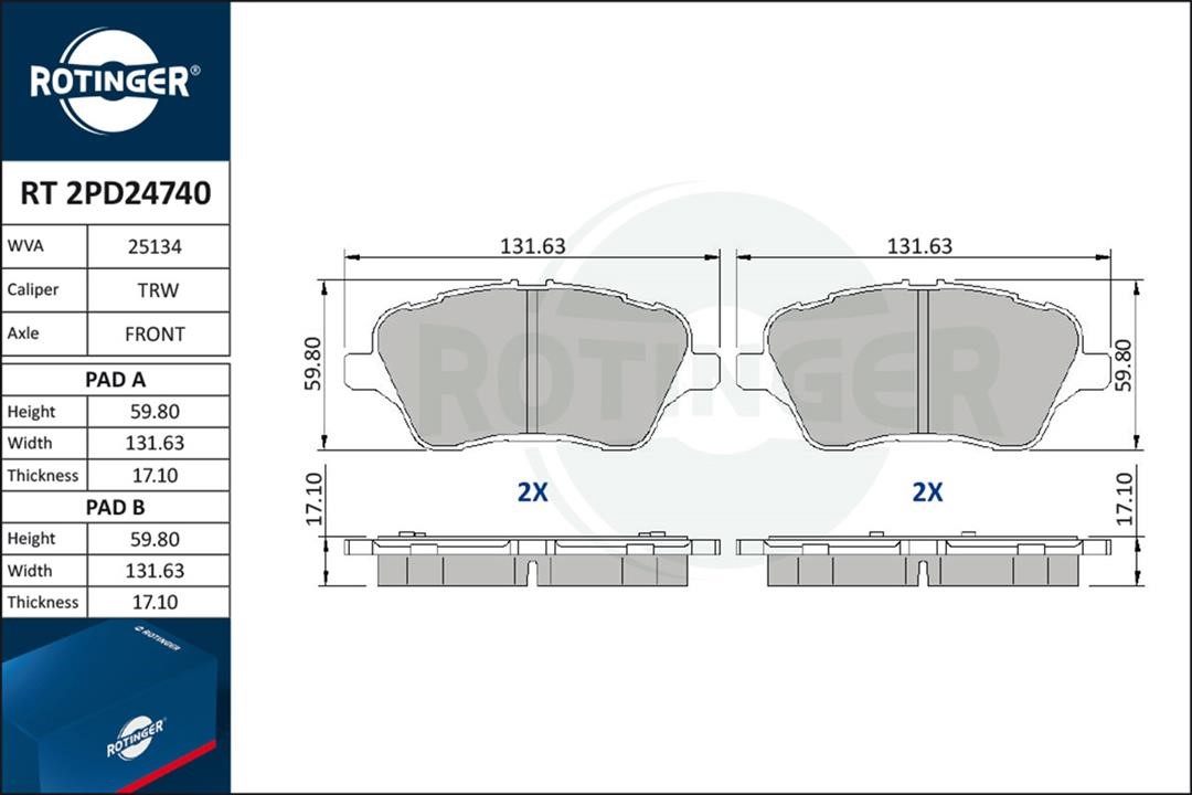 Brake pad Ford B-Max: RT2PD24740 Rotinger Brake pad set