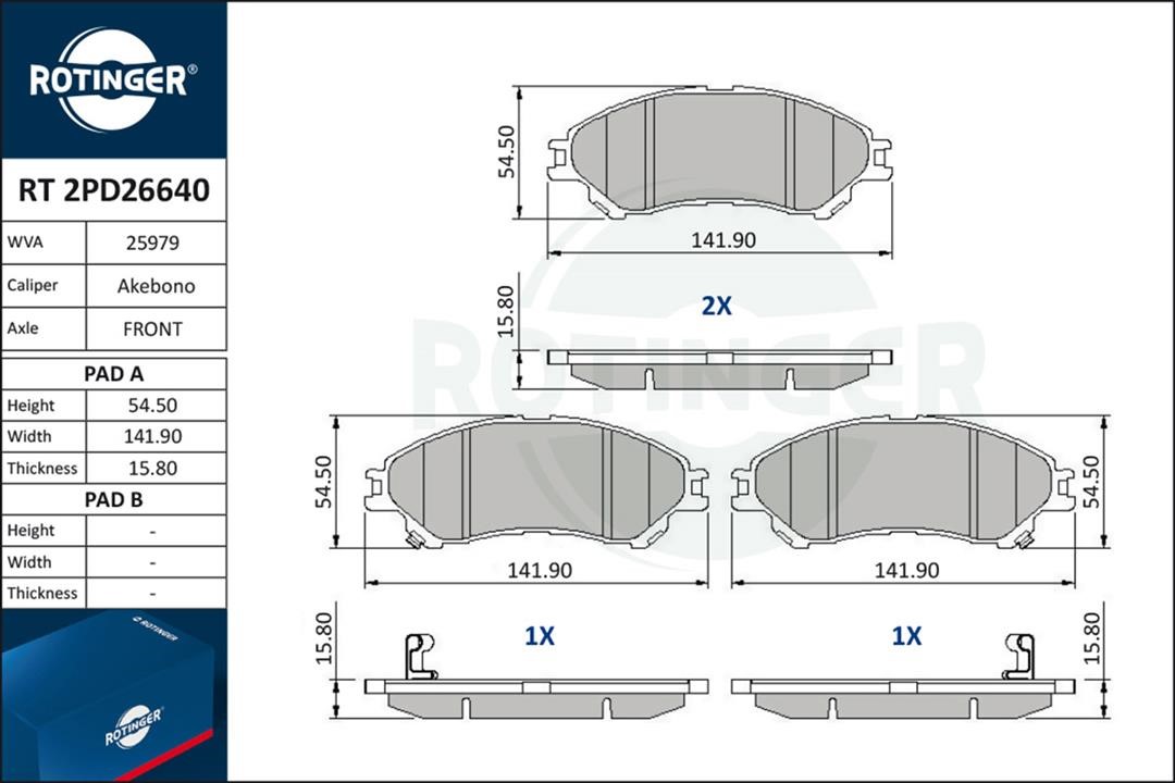 Brake pad kit Suzuki Vitara: RT2PD26640 Rotinger Brake pad set