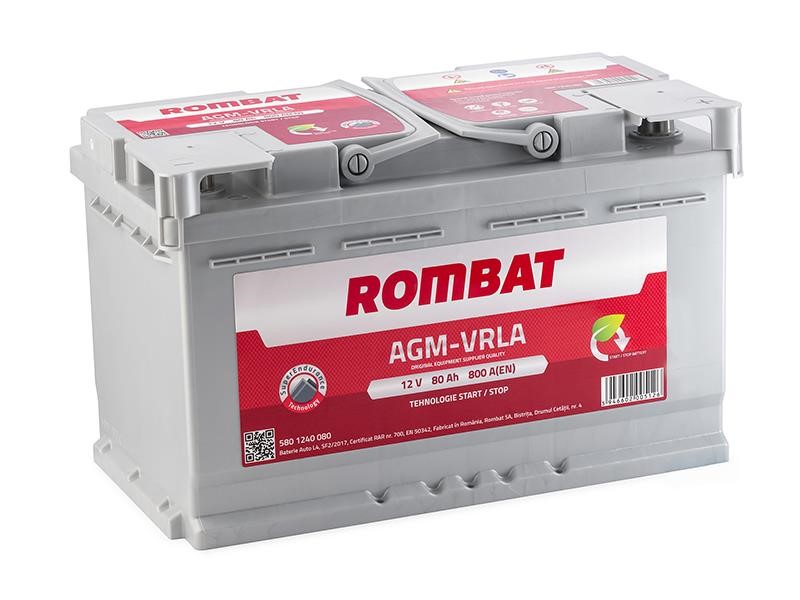 ROMBAT AGM80 Battery ROMBAT AGM Start&Stop 12B AGM 80Ач 800А(EN) R+ AGM80