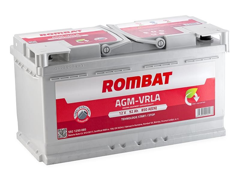 ROMBAT AGM92 Battery ROMBAT AGM Start&Stop 12B AGM 92Ач 850А(EN) R+ AGM92
