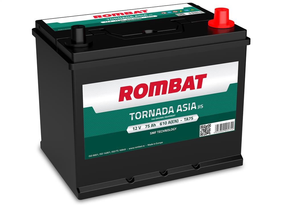 ROMBAT TA75 Battery ROMBAT TORNADA ASIA 12B Ca/Ca + Silver 75Ач 610А(EN) R+ TA75