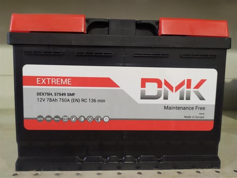 DMK DEX75H Battery DMK DMK Extreme 12B Са/Са 78Ач 750А(EN) R+ DEX75H