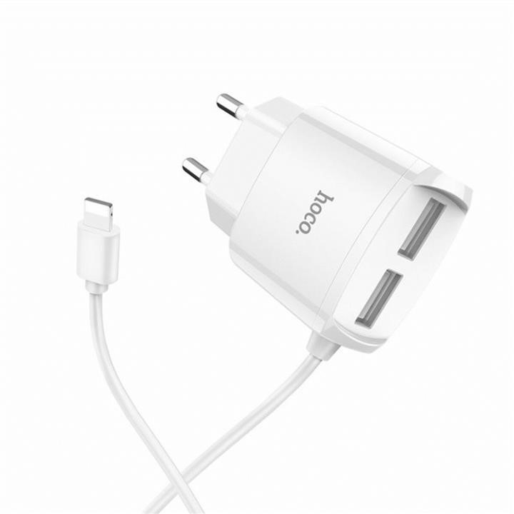 Hoco 6931474707949 Mains charger Hoco C59A Mega joy double port charger for iP White 6931474707949
