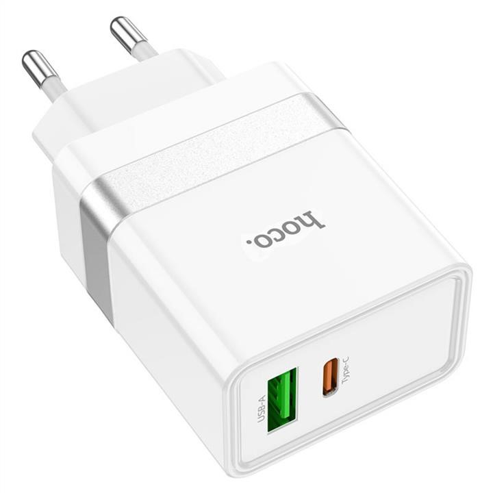 Hoco 6931474757791 Mains charger Hoco N21 Extension speed PD30W+QC3.0 charger set(Type-C to Type-C) White 6931474757791