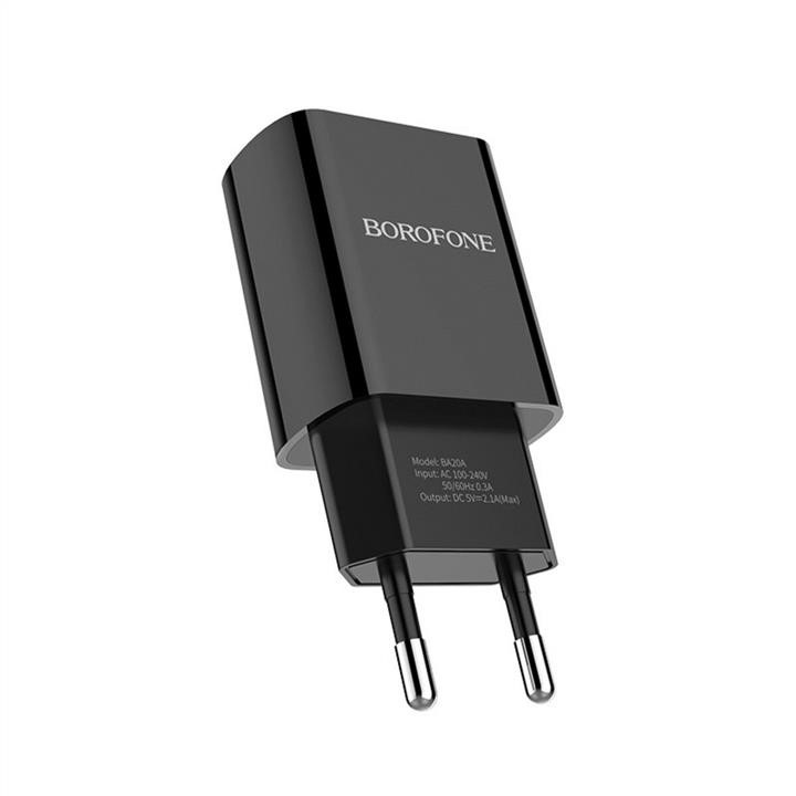 Borofone Mains charger Borofone BA20A Sharp single port charger set(Lightning) Black – price