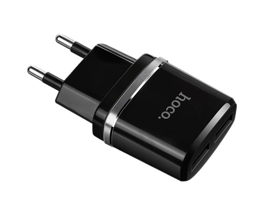 Hoco Mains charger Hoco C12 Smart dual USB (Micro cable)charger set Black – price
