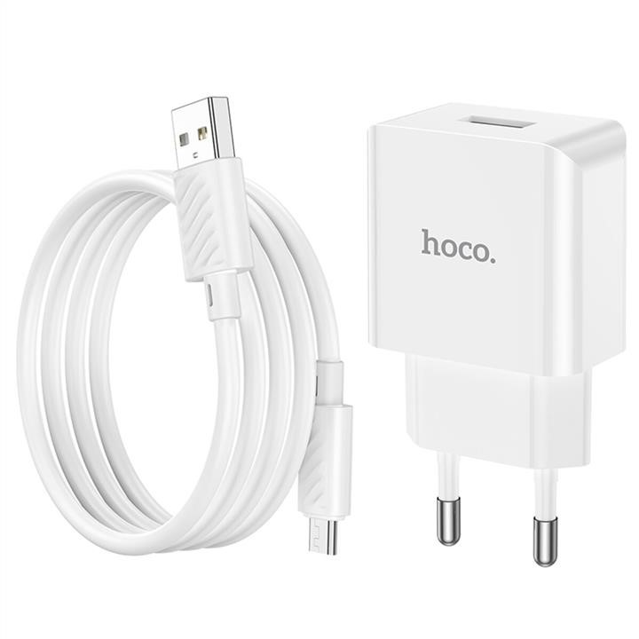 Mains charger Hoco C106A Leisure single port charger set(Micro) White Hoco 6931474783905