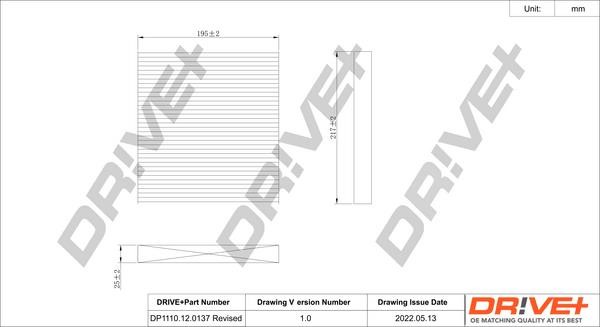 Dr!ve+ DP1110.12.0137 Filter, interior air DP1110120137