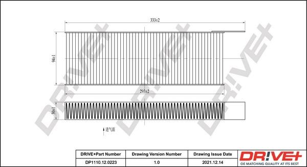 Cabin air filter Fiat Ulysse: DP1110120223 Dr!ve+ Cabin filter