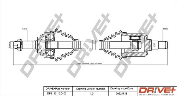 CV axle Land Rover: DP2110100403 Dr!ve+ Drive shaft