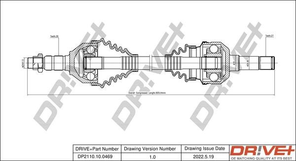 CV axle Saab 9-3: DP2110100469 Dr!ve+ Drive shaft