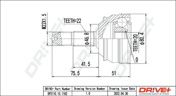 Dr!ve+ DP2110.10.1182 Joint kit, drive shaft DP2110101182