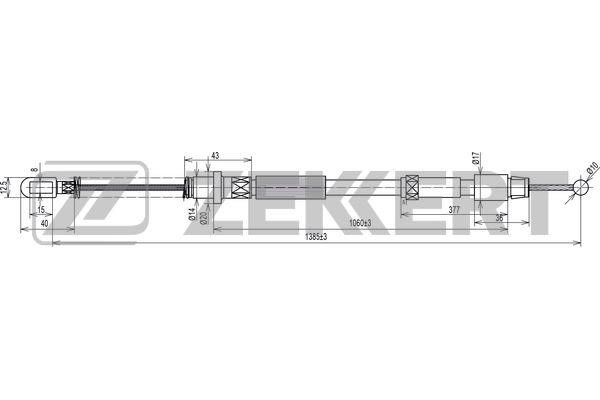 Zekkert BZ-1082 Cable Pull, parking brake BZ1082