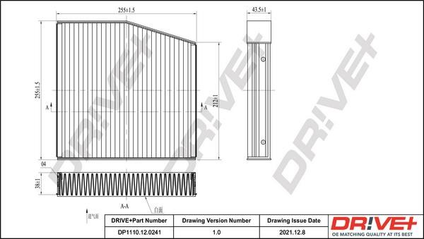 Dr!ve+ DP1110.12.0241 Cabin filter DP1110120241 DP1110120241 Dr!ve+ Cabin filter