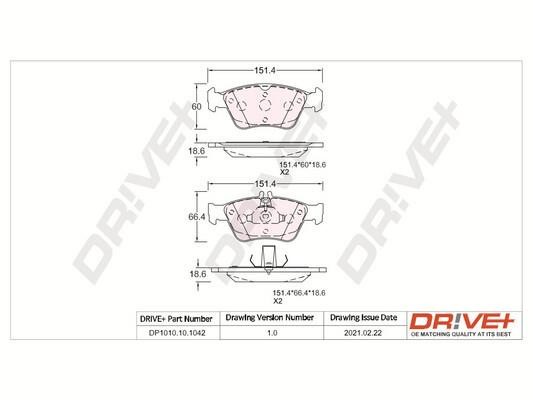 Dr!ve+ DP1010.10.1042 Front disc brake pads, set DP1010101042