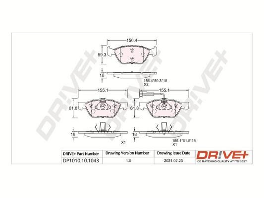 Dr!ve+ DP1010.10.1043 Front disc brake pads, set DP1010101043