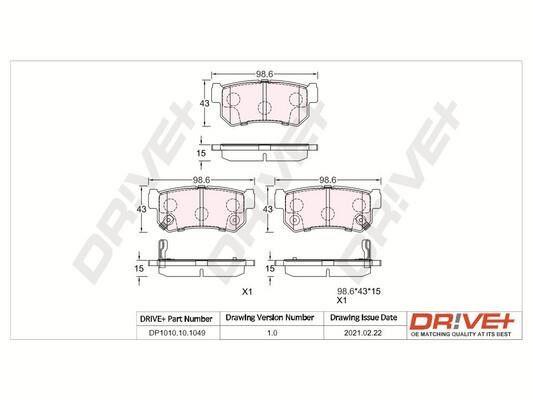 Dr!ve+ DP1010.10.1049 Rear disc brake pads, set DP1010101049