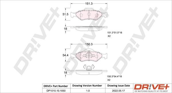 Dr!ve+ DP1010.10.1050 Brake Pad Set, disc brake DP1010101050