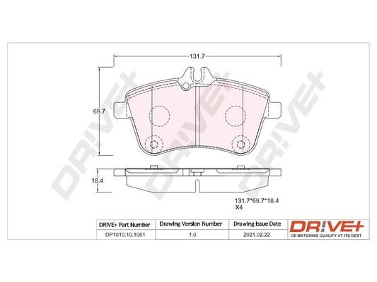 Dr!ve+ DP1010.10.1061 Front disc brake pads, set DP1010101061