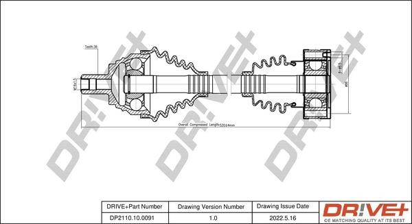 CV axle Seat Leon: DP2110100091 Dr!ve+ Drive shaft