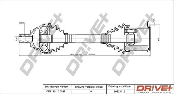 Dr!ve+ DP2110.10.0092 Drive shaft DP2110100092