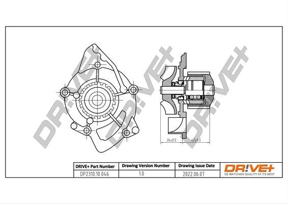 Car water pump Peugeot 607: DP231010046 Dr!ve+ Water Pump, engine cooling