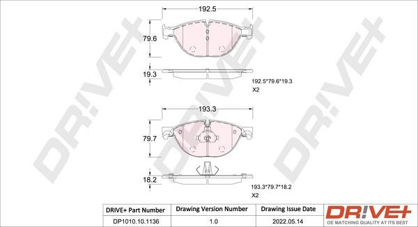 Dr!ve+ DP1010.10.1136 Brake Pad Set, disc brake DP1010101136