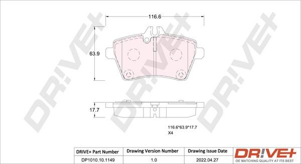 Dr!ve+ DP1010.10.1149 Brake Pad Set, disc brake DP1010101149