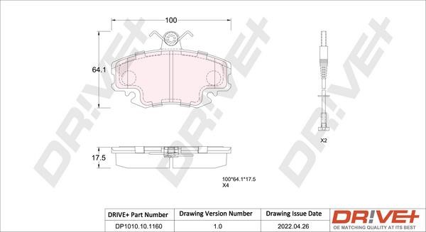 Dr!ve+ DP1010.10.1160 Brake Pad Set, disc brake DP1010101160