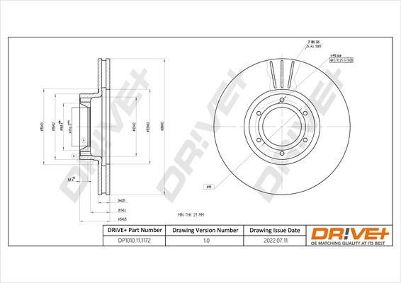 Dr!ve+ DP1010.11.1172 Front brake disc ventilated DP1010111172