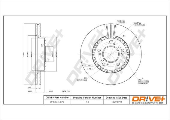 Dr!ve+ DP1010.11.1179 Front brake disc ventilated DP1010111179