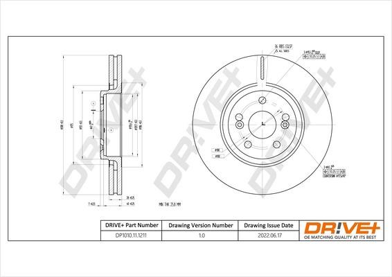 Dr!ve+ DP1010.11.1211 Front brake disc ventilated DP1010111211