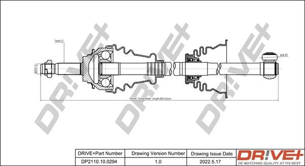 DP2110100294 Dr!ve+ Drive shaft