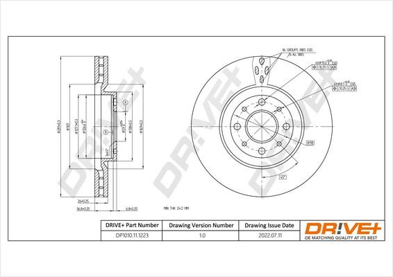 Dr!ve+ DP1010.11.1223 Front brake disc ventilated DP1010111223
