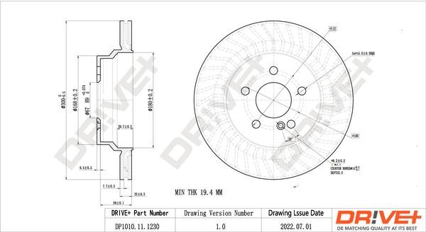Dr!ve+ DP1010.11.1230 Rear ventilated brake disc DP1010111230