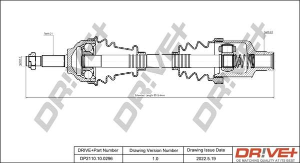 Driveshaft Dacia Logan: DP2110100296 Dr!ve+ Drive shaft
