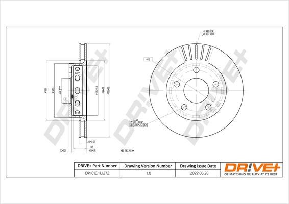 Dr!ve+ DP1010.11.1272 Rear ventilated brake disc DP1010111272