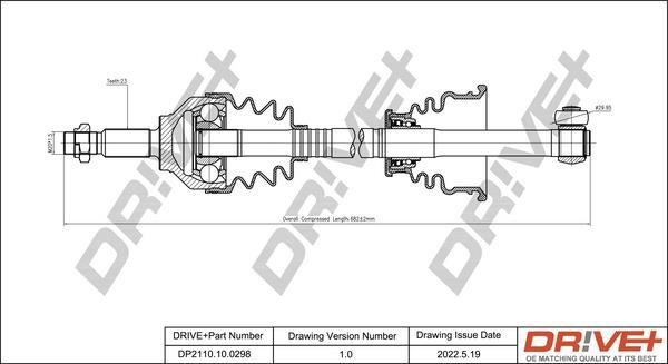 Axle shaft Dacia: DP2110100298 Dr!ve+ Drive shaft