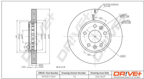 Dr!ve+ DP1010.11.1654 Brake disc DP1010111654 DP1010111654 Dr!ve+ Brake disc