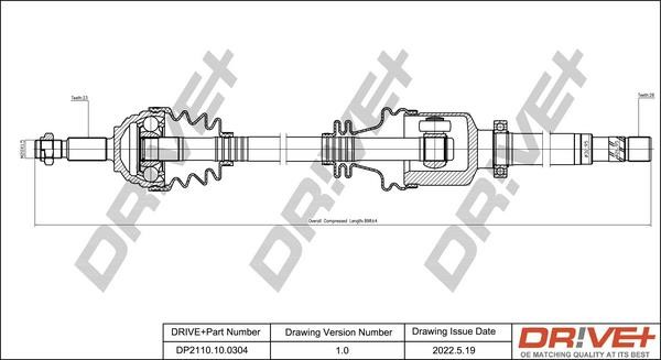 Axle shaft Renault Modus / Grand Modus: DP2110100304 Dr!ve+ Drive shaft