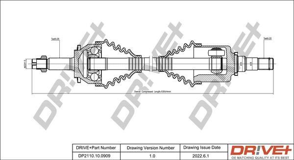 Driveshaft Toyota Auris: DP2110100909 Dr!ve+ Drive shaft