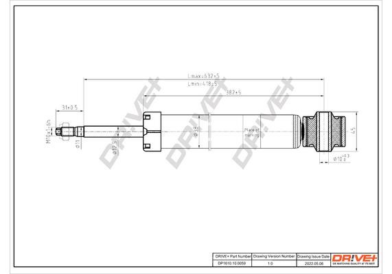 Suspension strut Audi A2: DP1610100059 Dr!ve+ Shock absorber assy