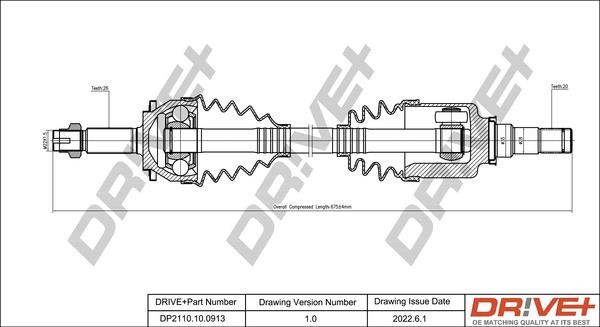 Axle shaft Toyota: DP2110100913 Dr!ve+ Drive shaft