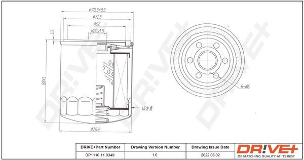 Dr!ve+ DP1110.11.0349 Oil Filter DP1110110349 DP1110110349 Dr!ve+ Oil Filter
