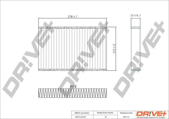 Dr!ve+ DP1110.12.0194 Cabin filter DP1110120194 DP1110120194 Dr!ve+ Cabin filter