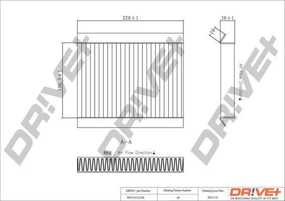 Dr!ve+ DP1110.12.0196 Cabin filter DP1110120196 DP1110120196 Dr!ve+ Cabin filter