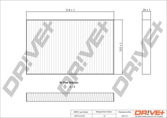 Dr!ve+ DP1110.12.0198 Cabin filter DP1110120198 DP1110120198 Dr!ve+ Cabin filter