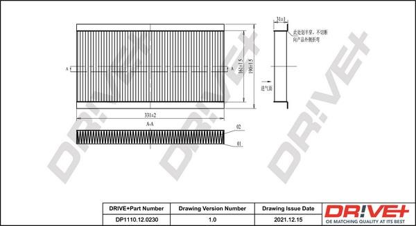 AC filter Saab: DP1110120230 Dr!ve+ Cabin filter