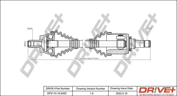 DP2110100420 Dr!ve+ Drive shaft